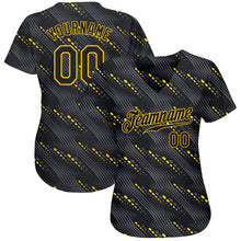 Laden Sie das Bild in den Galerie-Viewer, Custom Black Black-Gold 3D Pattern Design Authentic Baseball Jersey