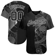 Load image into Gallery viewer, Custom Black Black-White 3D Pattern Design Geometry Authentic Baseball Jersey
