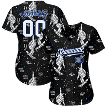 Load image into Gallery viewer, Custom Black White-Royal 3D Pattern Design Astronaut Authentic Baseball Jersey