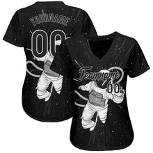 Load image into Gallery viewer, Custom Black Black-White 3D Pattern Design Astronaut Authentic Baseball Jersey