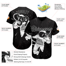 Load image into Gallery viewer, Custom Black Black-White 3D Pattern Design Astronaut Authentic Baseball Jersey