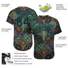 Загрузить изображение в средство просмотра галереи, Custom Black Black-Teal 3D Pattern Design Mandalas Authentic Baseball Jersey