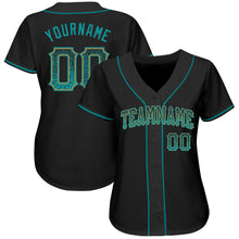 Load image into Gallery viewer, Custom Black Teal-Old Gold Authentic Drift Fashion Baseball Jersey