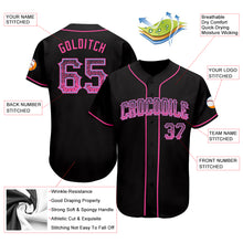 Load image into Gallery viewer, Custom Black Pink-Light Blue Authentic Drift Fashion Baseball Jersey
