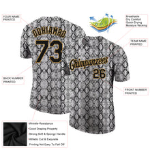 Загрузить изображение в средство просмотра галереи, Custom Black Black-Old Gold 3D Pattern Design Snakeskin Performance T-Shirt
