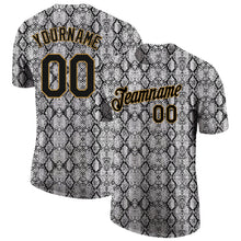 Загрузить изображение в средство просмотра галереи, Custom Black Black-Old Gold 3D Pattern Design Snakeskin Performance T-Shirt