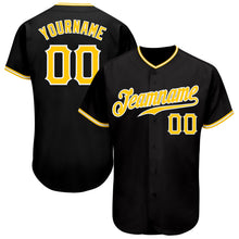 Load image into Gallery viewer, Custom Black Gold-White Authentic Baseball Jersey