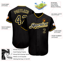 Load image into Gallery viewer, Custom Black Black-Gold Authentic Baseball Jersey