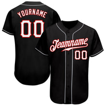 Load image into Gallery viewer, Custom Black White-Red Authentic Baseball Jersey