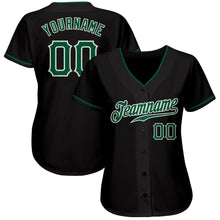 Load image into Gallery viewer, Custom Black Kelly Green-White Authentic Baseball Jersey