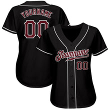 Load image into Gallery viewer, Custom Black Burgundy-White Authentic Baseball Jersey