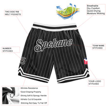 Laden Sie das Bild in den Galerie-Viewer, Custom Black White Pinstripe Black-White Authentic Basketball Shorts