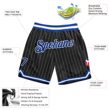 Загрузить изображение в средство просмотра галереи, Custom Black White Pinstripe Royal-White Authentic Basketball Shorts