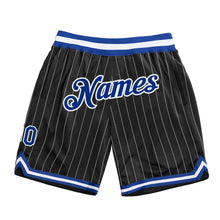 Загрузить изображение в средство просмотра галереи, Custom Black White Pinstripe Royal-White Authentic Basketball Shorts
