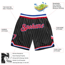 Laden Sie das Bild in den Galerie-Viewer, Custom Black White Pinstripe Red-Royal Authentic Basketball Shorts