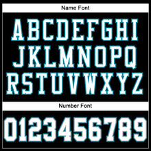 Charger l'image dans la galerie, Custom Black White-Teal Mesh Authentic Football Jersey