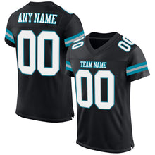 Charger l'image dans la galerie, Custom Black White-Teal Mesh Authentic Football Jersey