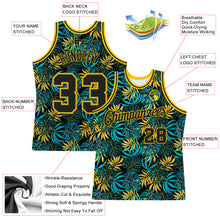 Laden Sie das Bild in den Galerie-Viewer, Custom Black Black-Gold 3D Pattern Tropical Hawaii Plants Authentic Basketball Jersey