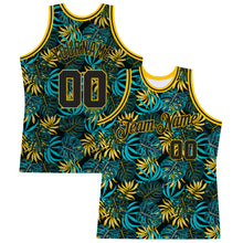Laden Sie das Bild in den Galerie-Viewer, Custom Black Black-Gold 3D Pattern Tropical Hawaii Plants Authentic Basketball Jersey