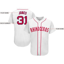 Load image into Gallery viewer, Custom White Red-Navy Baseball Jersey