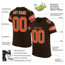 Load image into Gallery viewer, Custom Brown Orange-White Mesh Authentic Football Jersey