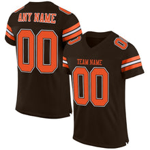 Load image into Gallery viewer, Custom Brown Orange-White Mesh Authentic Football Jersey