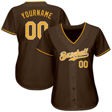 Загрузить изображение в средство просмотра галереи, Custom Brown Gold-White Authentic Baseball Jersey