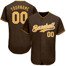 Загрузить изображение в средство просмотра галереи, Custom Brown Gold-White Authentic Baseball Jersey