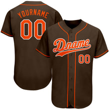 Load image into Gallery viewer, Custom Brown Orange-White Authentic Baseball Jersey
