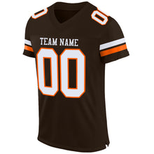 Laden Sie das Bild in den Galerie-Viewer, Custom Brown White-Orange Mesh Authentic Football Jersey
