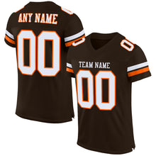 Laden Sie das Bild in den Galerie-Viewer, Custom Brown White-Orange Mesh Authentic Football Jersey