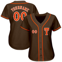 Load image into Gallery viewer, Custom Brown Orange-White Authentic Baseball Jersey