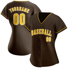 Load image into Gallery viewer, Custom Brown Gold-White Authentic Baseball Jersey