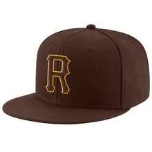 Load image into Gallery viewer, Custom Brown Brown-Gold Stitched Adjustable Snapback Hat
