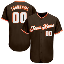 Load image into Gallery viewer, Custom Brown White-Orange Authentic Baseball Jersey