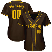 Load image into Gallery viewer, Custom Brown Gold Authentic Baseball Jersey