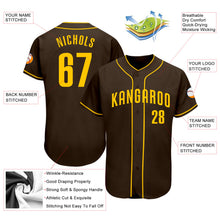 Load image into Gallery viewer, Custom Brown Gold Authentic Baseball Jersey