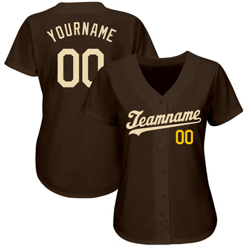 Custom Brown Cream-Gold Authentic Baseball Jersey