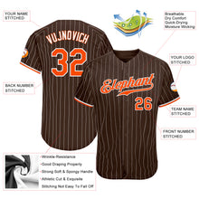 Загрузить изображение в средство просмотра галереи, Custom Brown White Pinstripe Orange-White Authentic Baseball Jersey