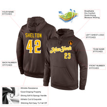 Load image into Gallery viewer, Custom Stitched Brown Gold-White Sports Pullover Sweatshirt Hoodie