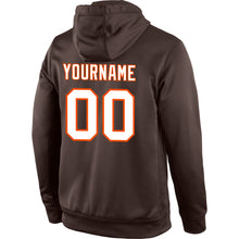 Загрузить изображение в средство просмотра галереи, Custom Stitched Brown White-Orange Sports Pullover Sweatshirt Hoodie