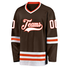 Load image into Gallery viewer, Custom Brown White-Orange Hockey Jersey