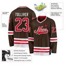 Charger l'image dans la galerie, Custom Brown Red-White Hockey Jersey