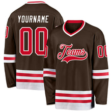 Charger l'image dans la galerie, Custom Brown Red-White Hockey Jersey