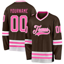 Charger l'image dans la galerie, Custom Brown Pink-White Hockey Jersey