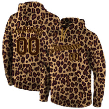 Загрузить изображение в средство просмотра галереи, Custom Stitched Brown Brown-Old Gold 3D Pattern Design Leopard Sports Pullover Sweatshirt Hoodie