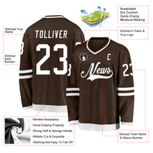 Load image into Gallery viewer, Custom Brown White Hockey Jersey