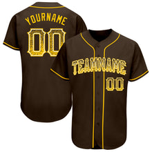 Load image into Gallery viewer, Custom Brown Gold-White Authentic Drift Fashion Baseball Jersey