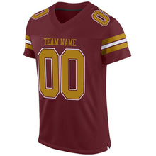 Load image into Gallery viewer, Custom Burgundy Old Gold-White Mesh Authentic Football Jersey