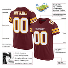 Загрузить изображение в средство просмотра галереи, Custom Burgundy White-Gold Mesh Authentic Football Jersey